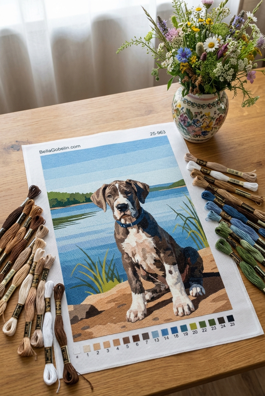 Dog portrait – German Shepherd puppy by the lake