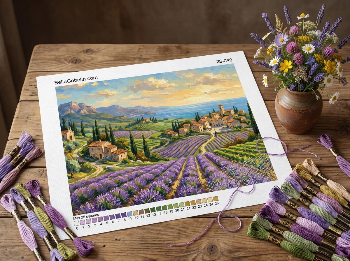 Lavender Tuscan landscape