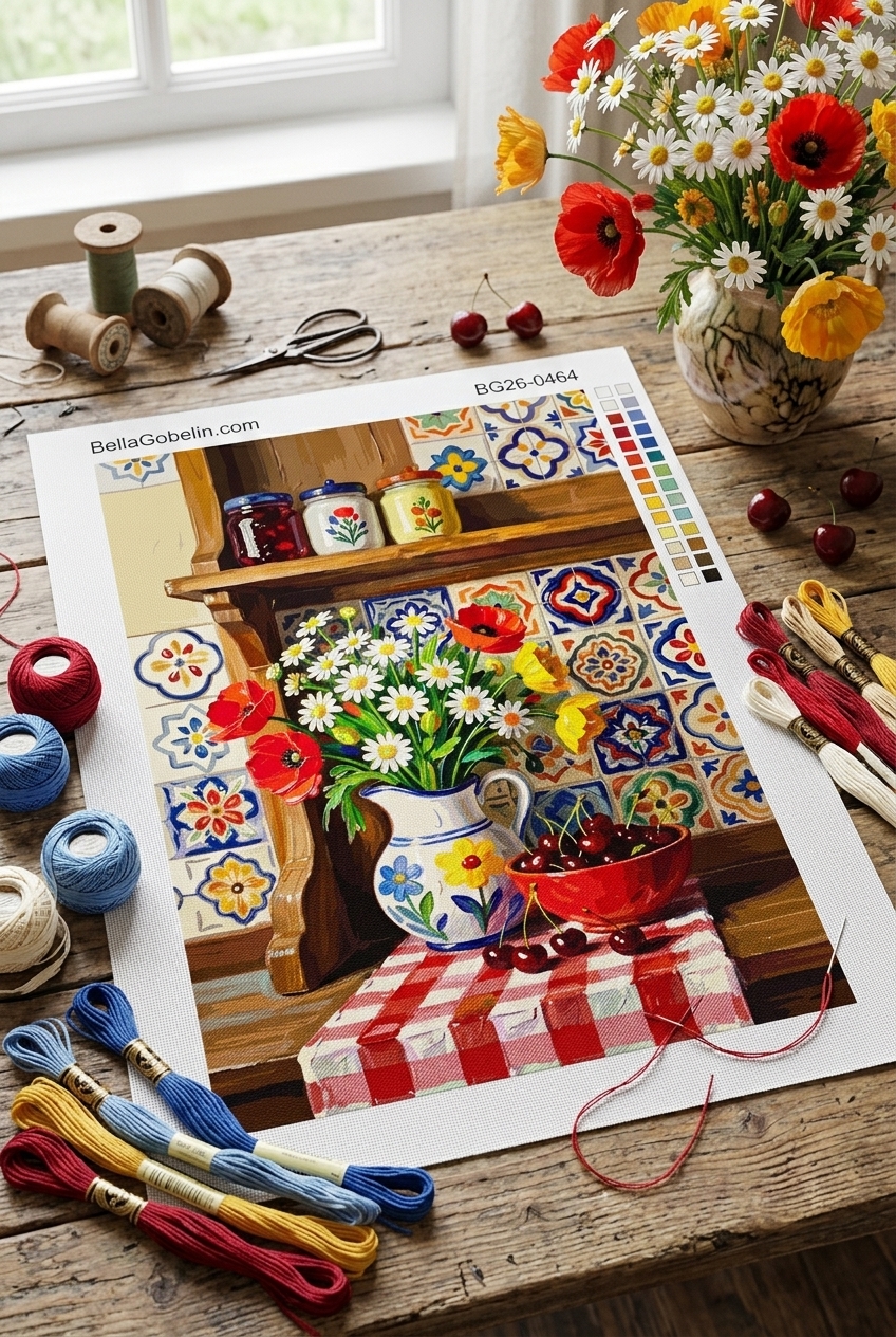 Rustic kitchen still life needlepoint