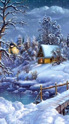 Titmouse on the branch - winter atmosphere