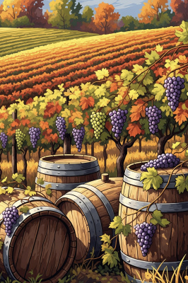 A harvest moment captured in a needlepoint tapestry