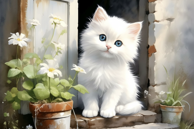 Cat with flowers