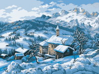 Winter landscape around the village