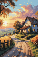 Countryside landscape at sunset