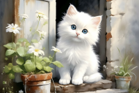 Cat with flowers