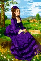 The woman in a purple dress
